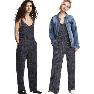 H&M Women’s Jumpsuit Size XS Black Print Viscose Jersey Pockets